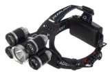 Lanterna Frontala Profesionala LED, 5 LED-uri Cree, 4 Moduri Iluminare, Baterie 6800mAh, Aluminiu, Negru