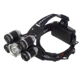 Lanterna Frontala Profesionala LED, 5 LED-uri Cree, 4 Moduri Iluminare, Baterie 6800mAh, Aluminiu, Negru