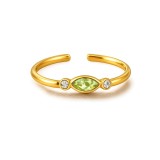 Cumpara ieftin Inel deschis placat cu aur cu zirconiu oval