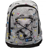 Ghiozdan St.Majewski EYES BP32, 3 Compartimente, Gri, 24L, Poliester, Impermeabil, Fete, Scoala Generala, Cu Model