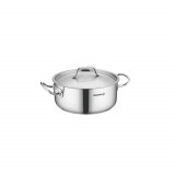 Oala cu capac din inox, 28X12 cm 7.3litri, compatibila cu toate tipurile de aragaz, Korkmaz