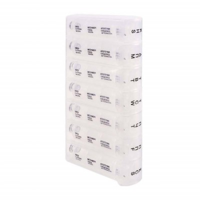 Cutie organizator medicamente Pufo pe saptamana cu patru compartimente pe zi, transparent, 20 cm foto