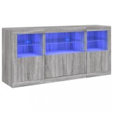 Cumpara ieftin Servanta cu lumini LED, gri sonoma, 142,5x37x67 cm