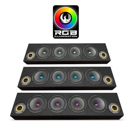 Cutie de difuzoare iluminate Phonix Gold 1700W iesire SPL 2 x 4 OHM 4 x difuzoare midrange 2 x tweetere pro audio CarStore Technology