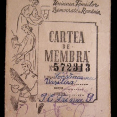 M3 C18 - 1950 - Cartea de membra - Uniunea femeilor democrate