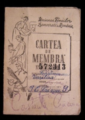 QW13 6 - 1950 - Cartea de membra - Uniunea femeilor democrate foto