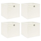 Cutii de depozitare, 4 buc., alb, 32x32x32 cm, textil