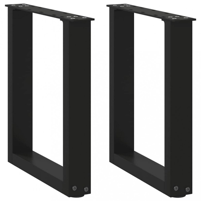 vidaXL Picioare pentru măsuță de cafea &icirc;n formă de U, 2 buc., negru, 28x(42-43) cm, oțel