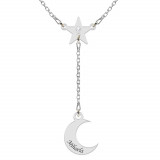 Star- Colier din argint personalizat cu cristal - Stea si luna, Bijubox