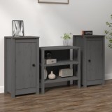 vidaXL Servante, 2 buc., gri, 40x35x80 cm, lemn masiv de pin