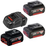 Bosch 1600A00B8J + GBA - Set 2 acumulatori si incarcator Li-Ion 18 V 5 Ah + Acumulator Li-Ion 18 V 5 Ah