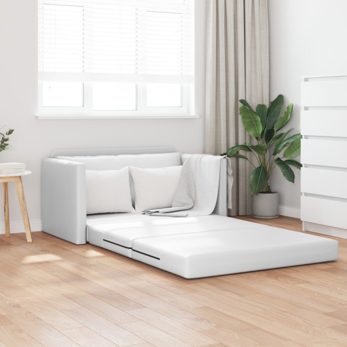 vidaXL Canapea Pat pe Podea 2-in-1 Alb 124x71x78 cm Piele Artificială