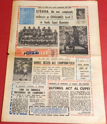 Ziarul Sportul Supliment FOTBAL 24.06.1988 (Steaua Bucuresti-Campioana Romaniei) foto
