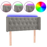 Cumpara ieftin Tablie de pat cu LED, gri deschis, 93x16x78/88 cm, catifea
