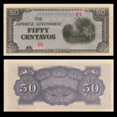 FILIPINE █ bancnota █ 50 Centavos █ 1942 █ P-105b █ UNC █ necirculata