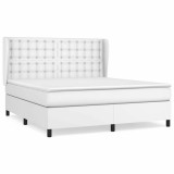 Cumpara ieftin Pat box spring cu saltea, alb, 180x200 cm, piele ecologica