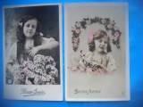 HOPCT 1821 COPII--ROMANTICA-FRANTA-LOT 2 CARTI POSTALE VECHI-CIRCULATE