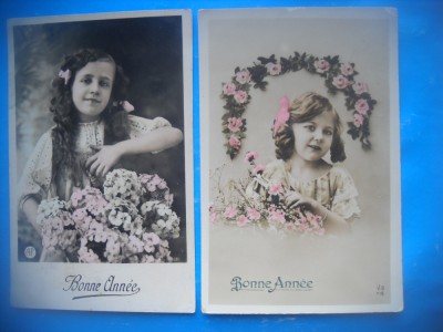 HOPCT 1821 COPII--ROMANTICA-FRANTA-LOT 2 CARTI POSTALE VECHI-CIRCULATE foto