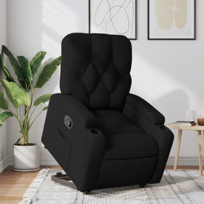 vidaXL Fotoliu rabatabil cu ridicare pe verticală, negru, textil 3204712 foto