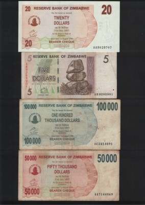 Set 4 bancnote Zimbabwe #8 foto