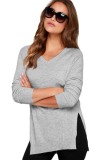 Cumpara ieftin BL970-18 Bluza casual cu decolteu in V si crapaturi laterale