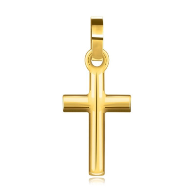 Pandantiv din aur galben 585 - motiv religios, cruce latină lucioasă foto