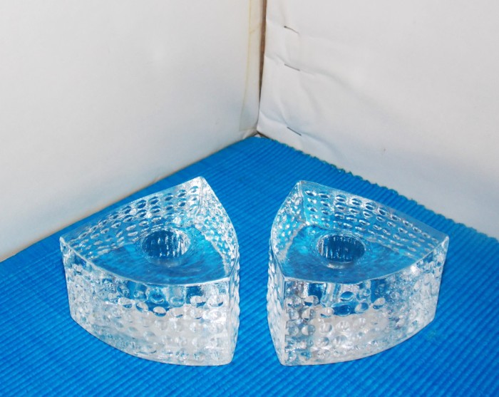 Sfesnice cristal pt. lumanare, set 2 buc. - design Bengt Orup, Johansfors Suedia