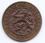 Antilele Olandeze 2&frac12; Cents 1959 - Bronze, 23.5 mm KM-5