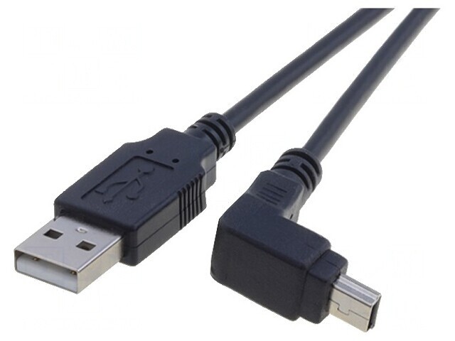 Cablu USB 2.0 A la Mini B &icirc;n unghi 1,8m Negru