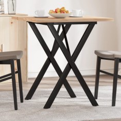 vidaXL Masă bucătărie, cadru X, 70x70x75,5 cm lemn masiv pin și Oţel