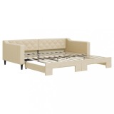 Cumpara ieftin Pat de zi cu extensie, crem, 100x200 cm, textil