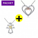 Pachet promo colier din argint 925 guardian angel + colier big heart