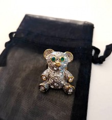 Brosa urs-URSULET- placata Aur 18k si Swarovski -martisor