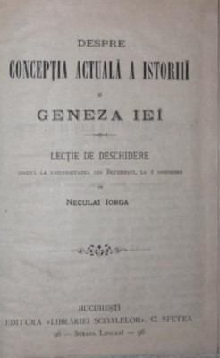 DESPRE CONCEPTIA ACTUALA A ISTORIII SI GENEZA IEI foto