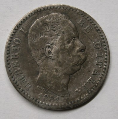 ITALIA . 2 LIRE 1881R . UMBERTO I . ARGINT . CEL MAI MIC PRET . foto