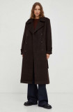 Levi&#039;s palton din lana culoarea maro, de tranzitie, cu doua randuri de nasturi