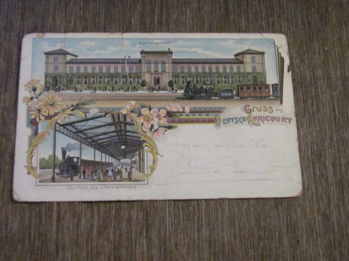 Carte Poștală Vintage Germania 1906 - &quot;Gruss aus Deutsch-Avricourt&quot;, Gara și Tren