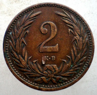 7.016 UNGARIA WWI 2 FILLER 1914 KB foto