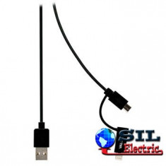 Cablu alimentare si sincronizare USB 2.0 A tata - micro B tata cu adaptor lightning, 1.0 m, negru foto