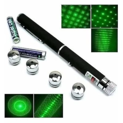 Laser pointer verde cu 5 capete,baterii incluse foto