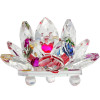 Lotus mixt din cristal de sticlă tip nufăr, obiect feng shui pentru armonie, 8 cm