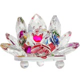 Lotus mixt din cristal de sticlă tip nufăr, obiect feng shui pentru armonie, 8 cm