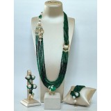 Set Deluxe din agat verde și perle