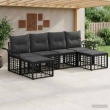 Cumpara ieftin Set de canapele de exterior 6 buc. Negru si Gri inchis