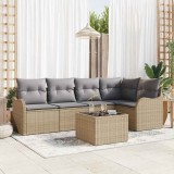 Cumpara ieftin Set de canapele pentru grădină cu pernă 6 pcs Bej Rattan poli