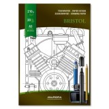 Bloc desen A3, 20 file - 210gsm, pentru schite creion/marker, AURORA Bristol - carton alb