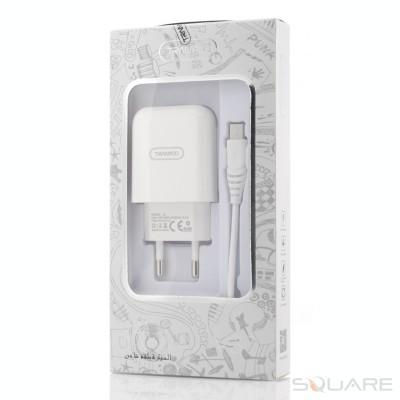 Incarcatoare Retea Tranyoo, V30, 2.4A Charge Kit, USB Type-C Cable, White foto