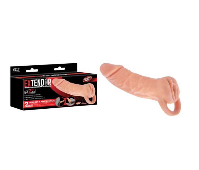 EXTENDOR 7&quot; TPR 2 IN 1 EXTENDER &amp; MASTURBATOR