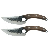 Set doua cutite macelarie DEPOX&reg;, lucrate manual, Shuryo Blade, 27.5 cm, maro, teaca piele naturala