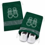 Cumpara ieftin Set 2 saci verzi 36 x 27 cm pentru incaltaminte, organizatoare cu snur si fereastra transparenta